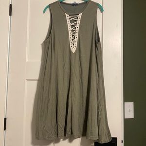 Lightly used olive green lace up swing dress size large